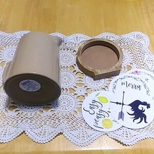 Stoneware Pitcher Tan - Hearth & Hand with Magnolia Plus Cute Switch Out Decor